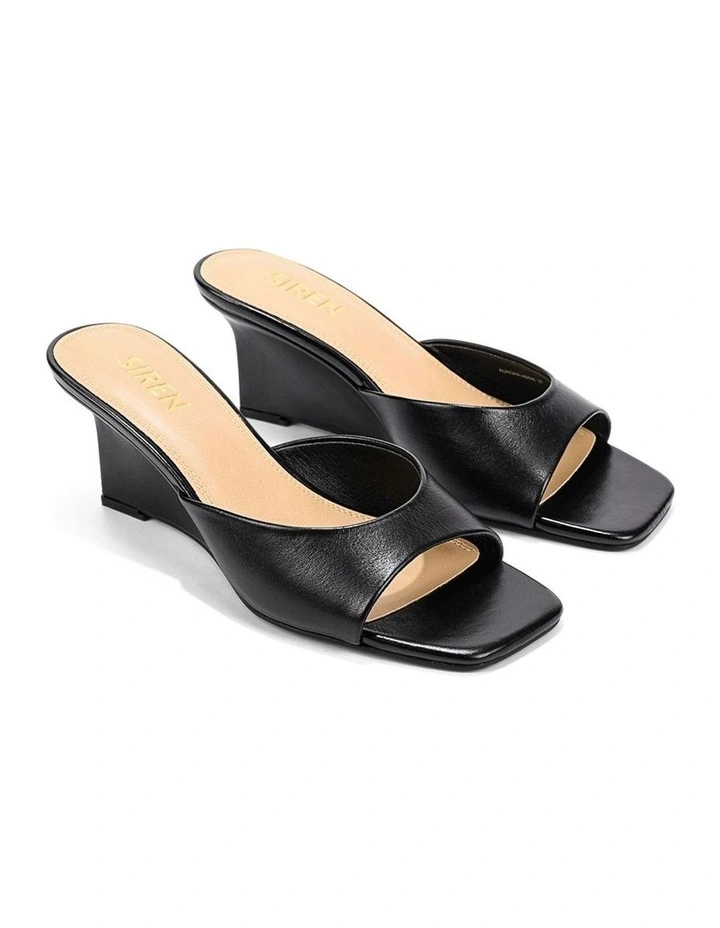 Aurora Mule Wedges - Black Vintage Leather image 2