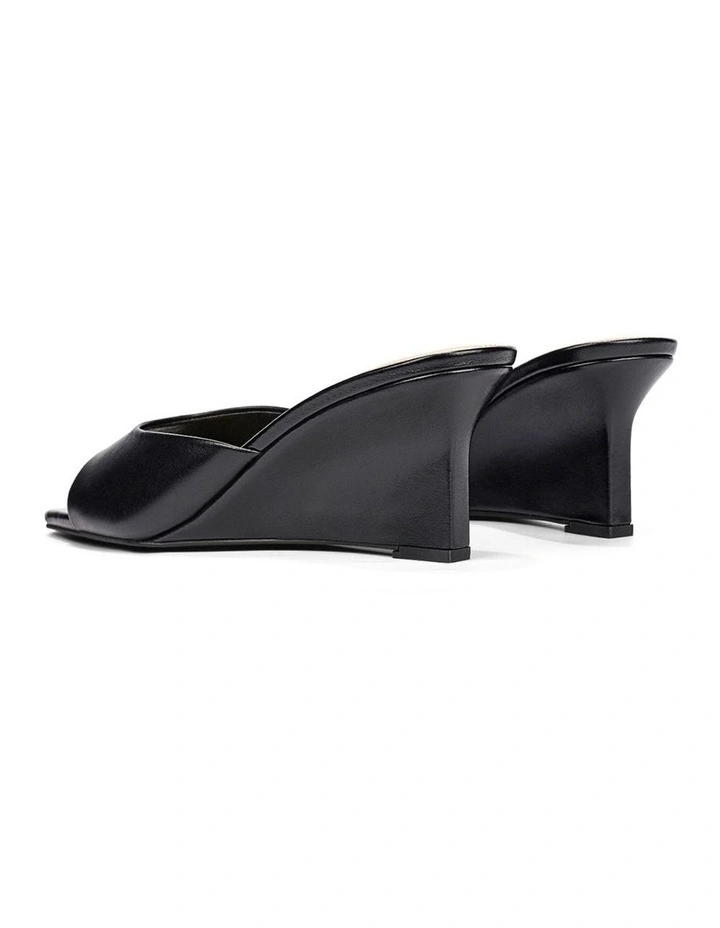 Aurora Mule Wedges - Black Vintage Leather image 4