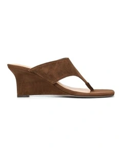 Aurelia Thong Wedges - Chocolate Brown Suede