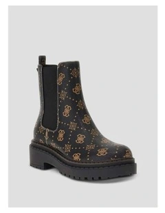 Leannaa Ankle Boots in Black Brown Logo