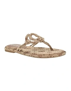 Saime Flat Sandals in Brown Logo