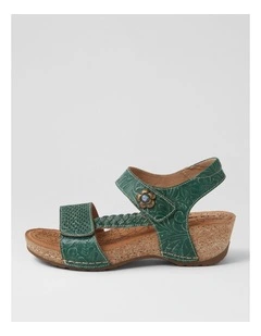 Jade Green Leather Sandals