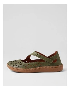 Molly Khaki Leather Ballet Flats