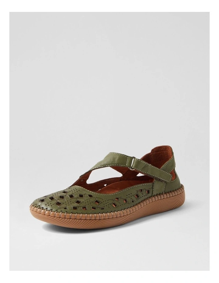 Molly Khaki Leather Ballet Flats image 2