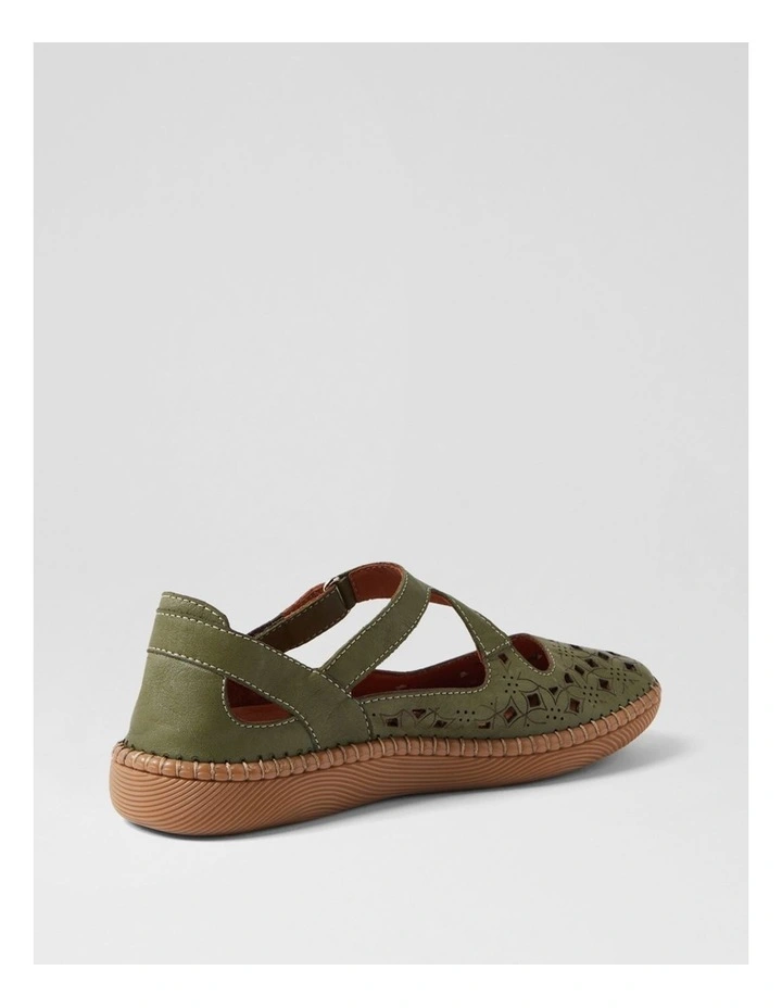 Molly Khaki Leather Ballet Flats image 3