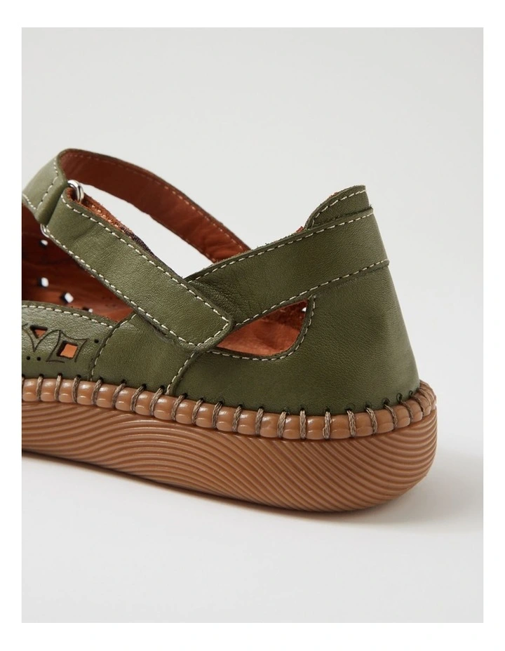 Molly Khaki Leather Ballet Flats image 5