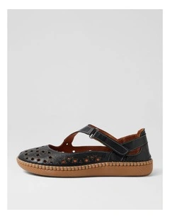 Molly Black Leather Ballet Flats