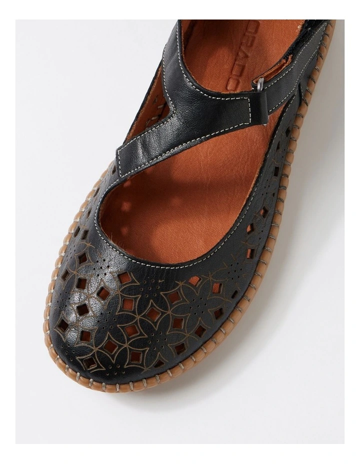 Molly Black Leather Ballet Flats image 4
