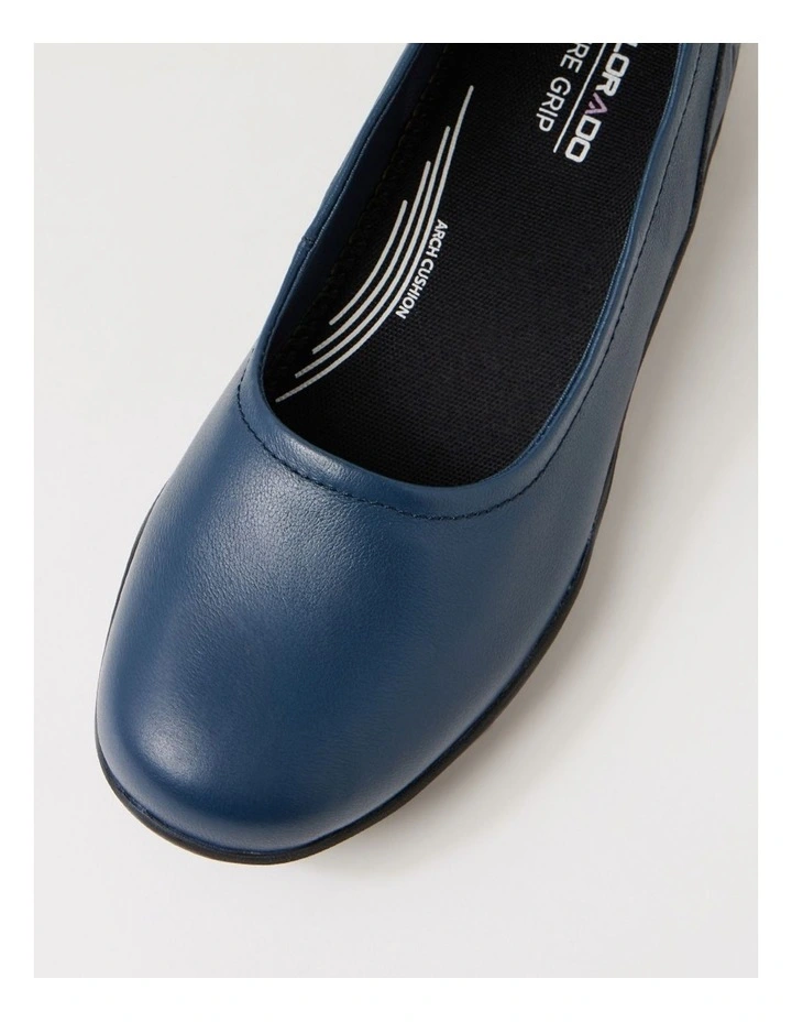 Grand Navy Black Leather Flat Shoes image 4
