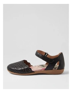 Charlee Black Leather Flat Shoes