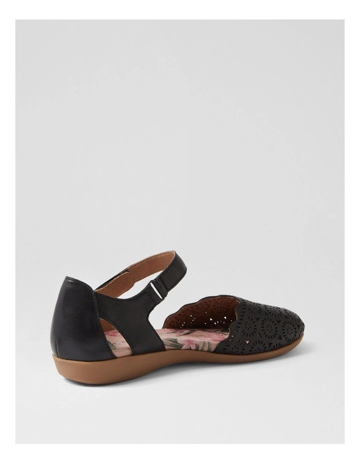 Charlee Black Leather Flat Shoes image 3