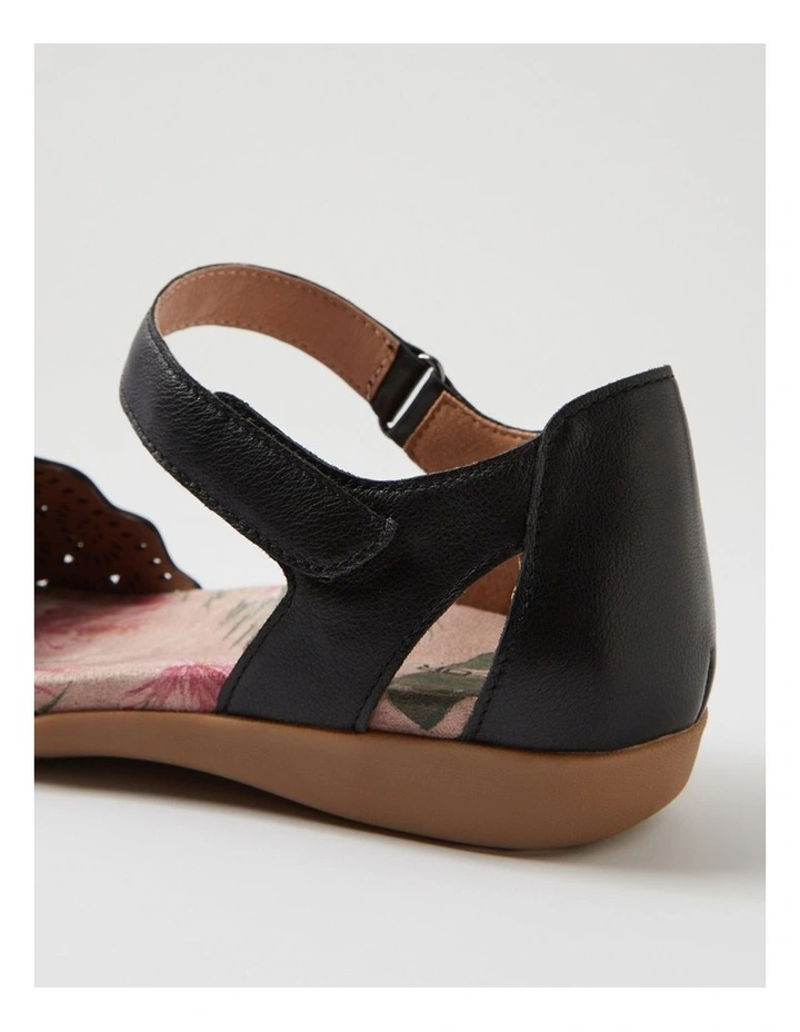 Charlee Black Leather Flat Shoes image 5