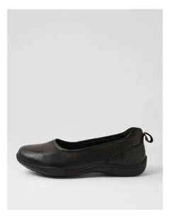 Grand Black Leather Flat Shoes