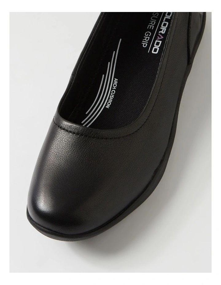 Grand Black Leather Flat Shoes image 4