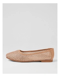 Jasiee Nude Mesh Flat Shoes