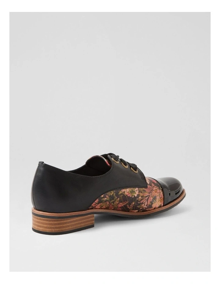 Hannie Black Cafe Floral Patent Pu Lace Up Flats image 3