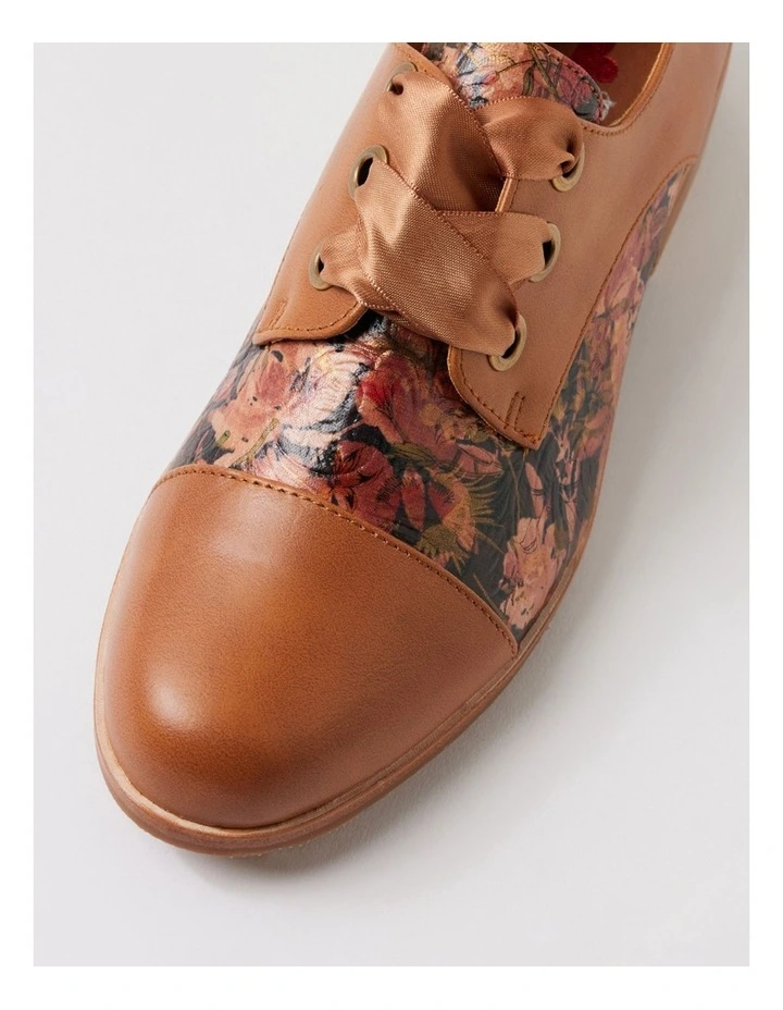Hannie Tan Cafe Floral Lace Up Flats image 4