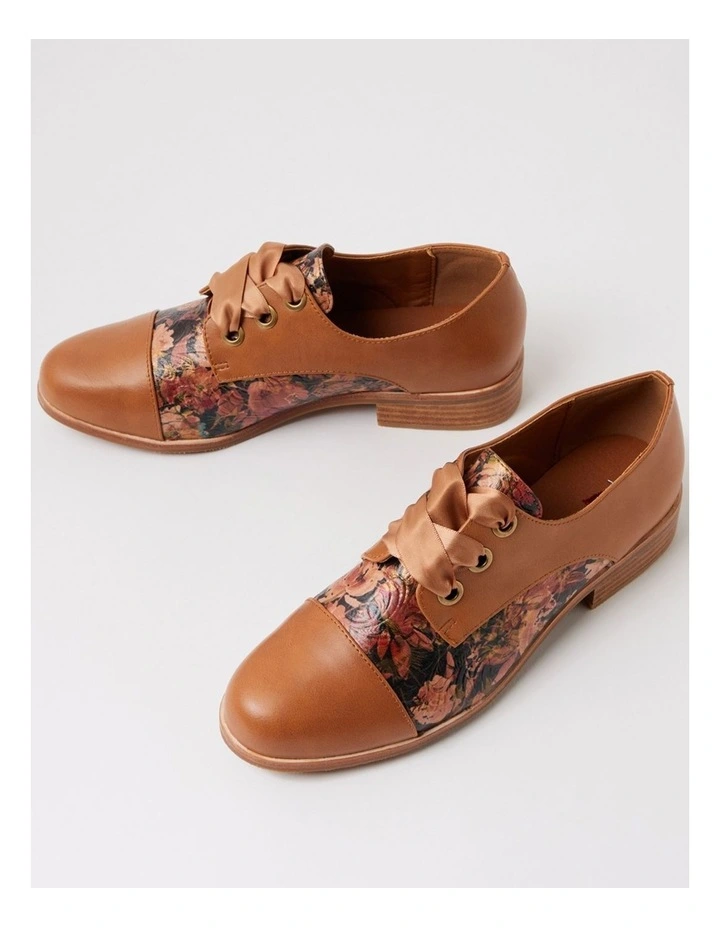 Hannie Tan Cafe Floral Lace Up Flats image 5