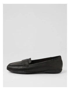 Aven Black Leather Flat Shoes