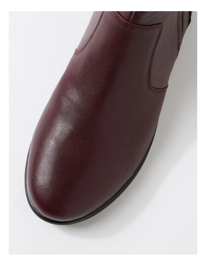 Newara Burgundy Black Leather Snake Ankle Boots image 4