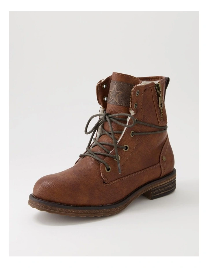 Miskeen Tan Lace Up Boots image 2