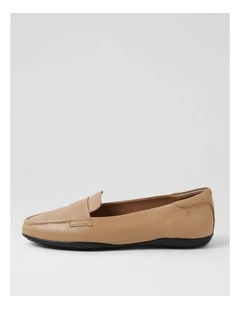 Aven Camel Leather Flat Shoes