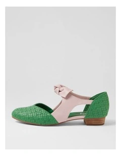Estella Green Weave Lilac Emboss Flat Shoes