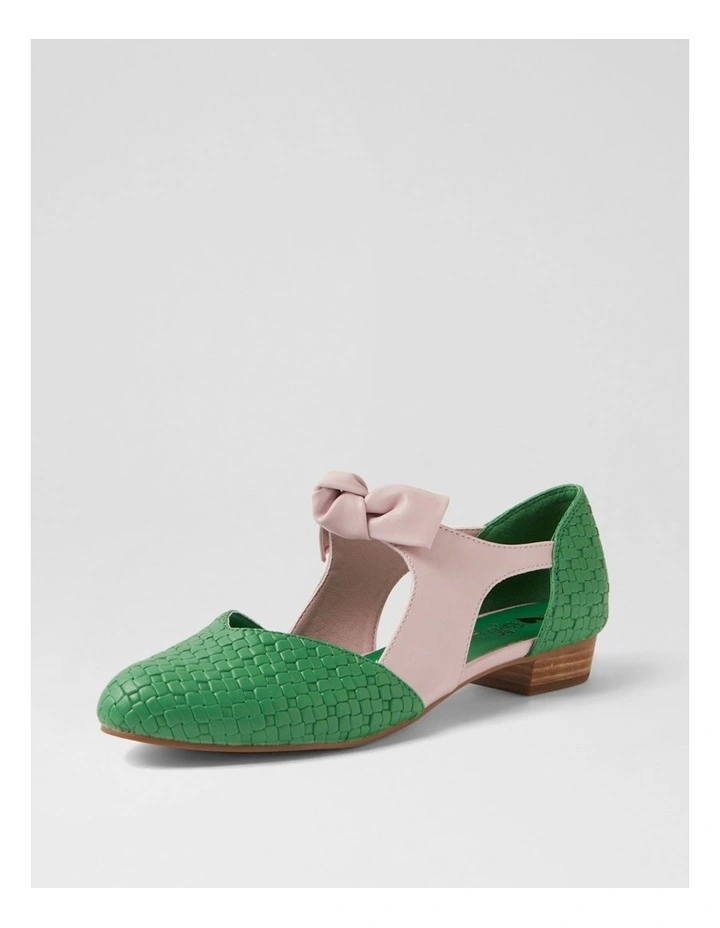 Estella Green Weave Lilac Emboss Flat Shoes image 2
