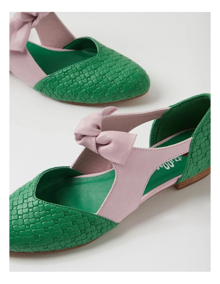 Estella Green Weave Lilac Emboss Flat Shoes image 5