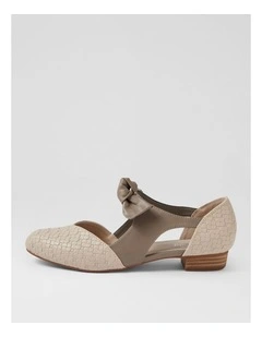 Estella Putty Taupe Embossed Flat Shoes