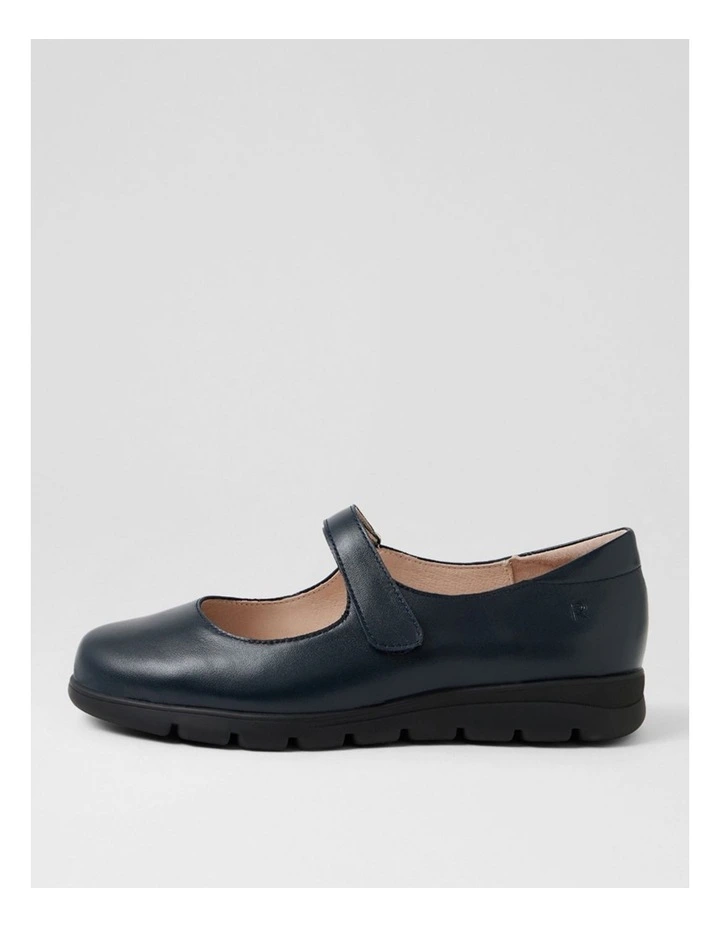 Brimley Navy Leather Flat Shoes image 1