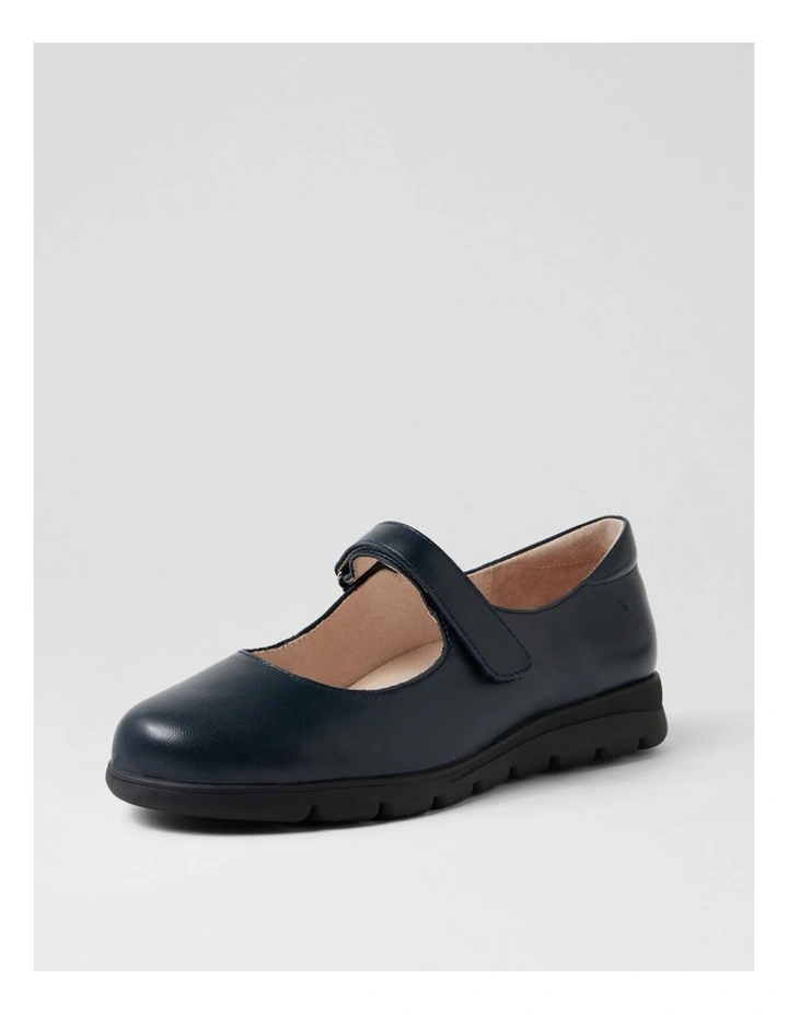 Brimley Navy Leather Flat Shoes image 2