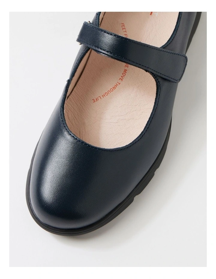 Brimley Navy Leather Flat Shoes image 4