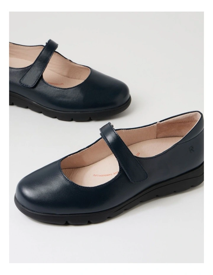 Brimley Navy Leather Flat Shoes image 5
