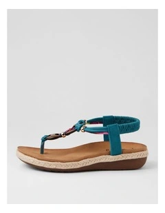 Liggy Teal Nubuck Pu Thongs