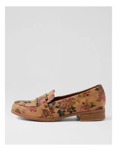 Hisho Tan Flower Hatch Loafers