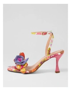 Zoloni Orchid Print Patent Pu Sandals