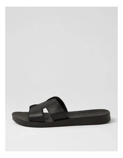 Nokker Black Leather Slides