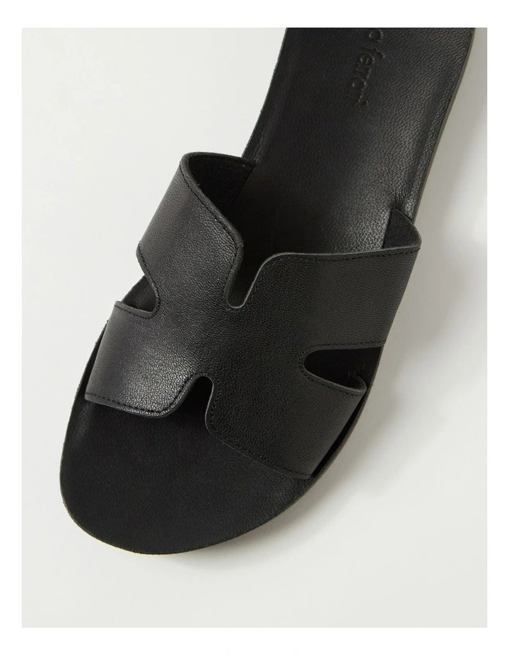 Nokker Black Leather Slides image 4