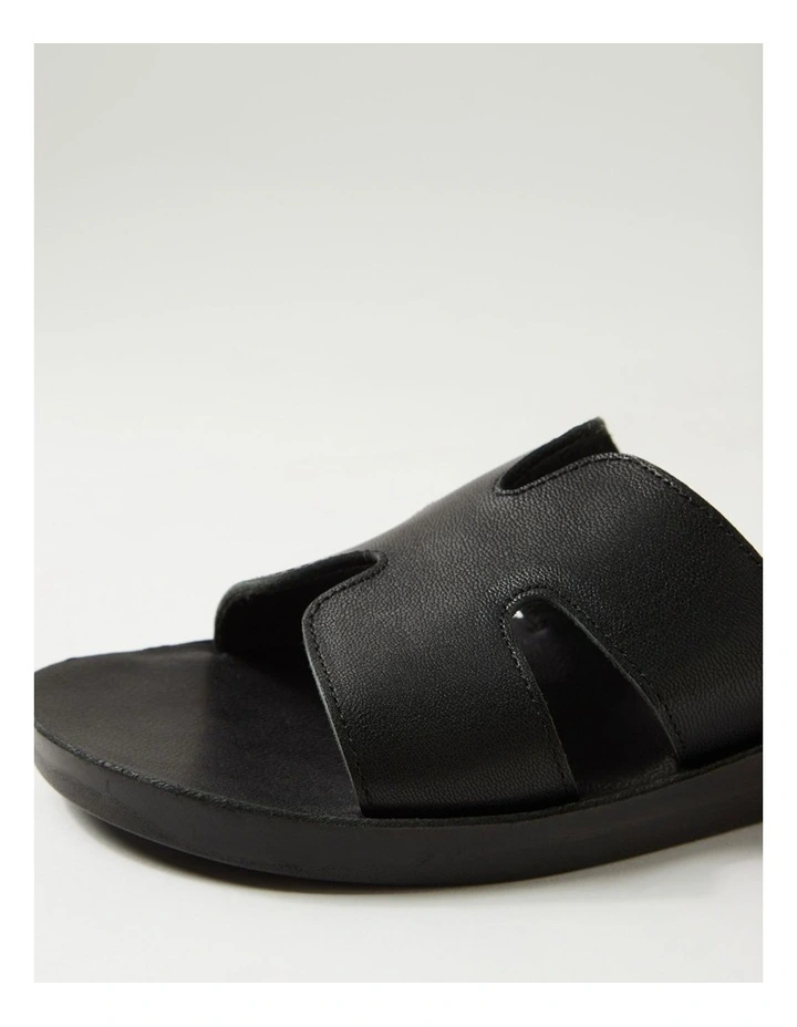 Nokker Black Leather Slides image 5