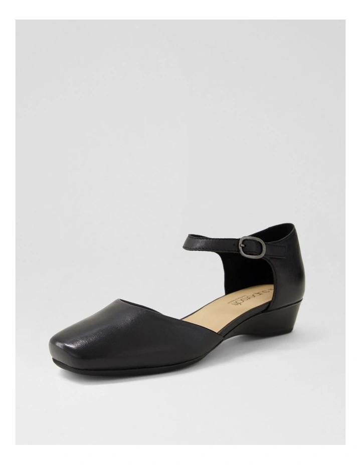 Remeai Black Leather Mary Jane Heels image 2