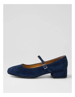 Islah Navy Suede Mary Jane Heels