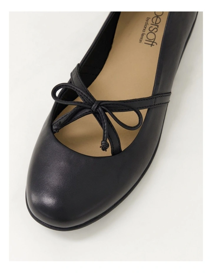 Harmoniey Black Leather Ballet Flats image 4