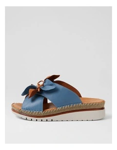 Intreege Denim Tan Leather Sandals