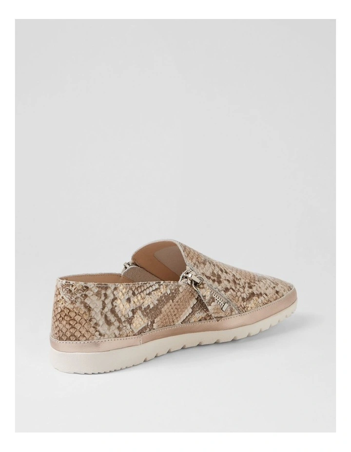 Ashli Neutral Metallic Platino Leather Flat Shoes image 3