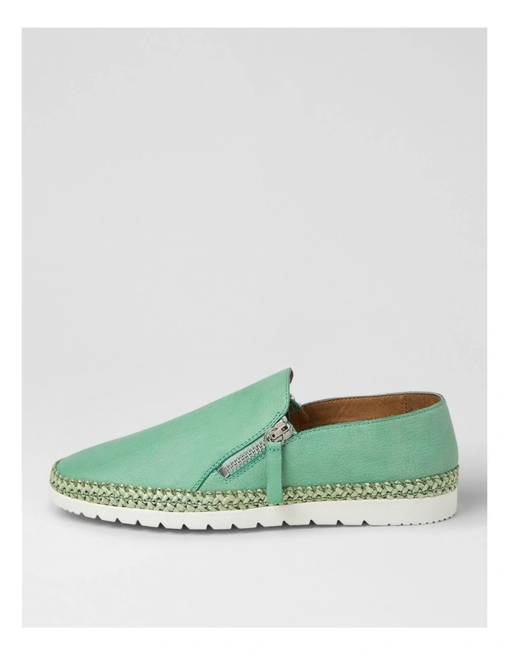 Ashli Green Weave Leather Slip-ons image 1
