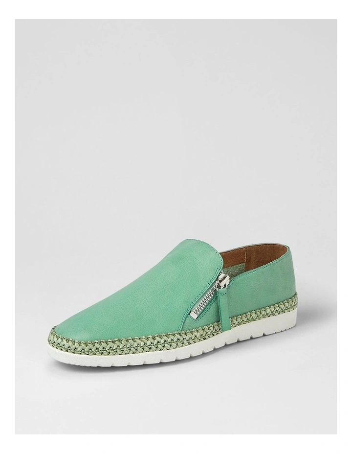 Ashli Green Weave Leather Slip-ons image 2
