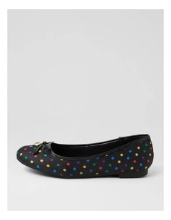 Dreamie Black Spot Fabric Flat Shoes