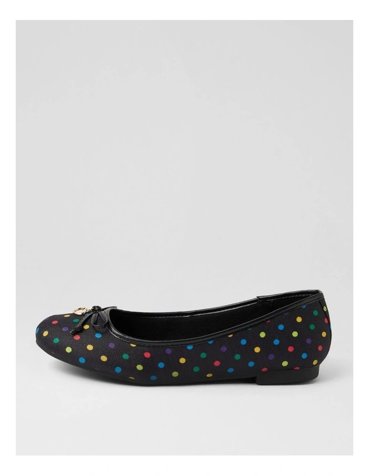 Dreamie Black Spot Fabric Flat Shoes image 1