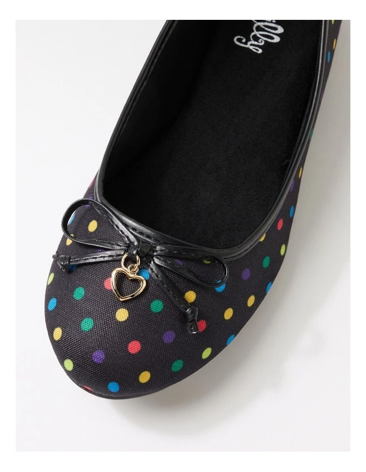 Dreamie Black Spot Fabric Flat Shoes image 4
